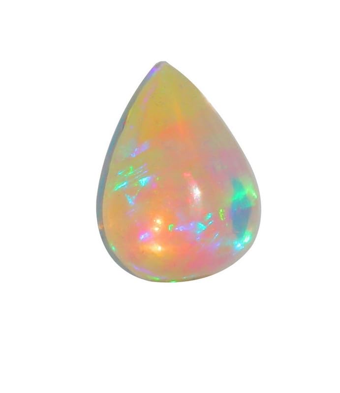 Opale de feu éthiopienne cabochon pierre précieuse poire 4.92 Cts pour création de bijoux