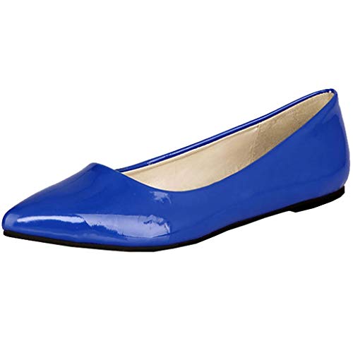 MAVMAX Women's Patent Leather Ballet Flats Pointed Toe Pumps