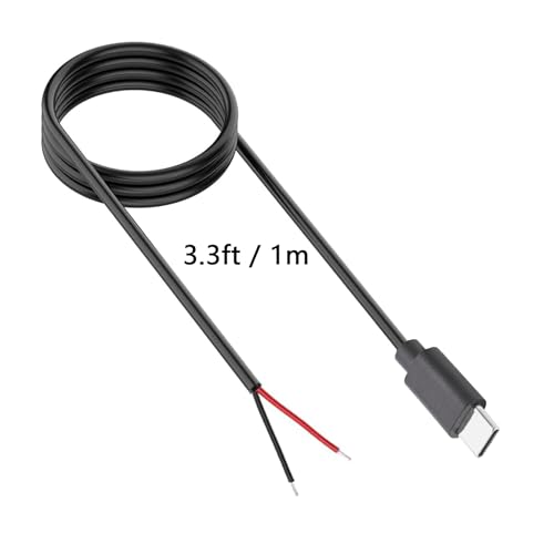 Image of USB Type-C Pigtail Cable Extension Power Cable 22AWG Carrying Current 3A Voltage 3V 5V 9V 24V 12V 24V USB-C Plug to 2 Pin Bare Wire Open End Connector for DIY - 1M /3.3FT 6PCS (Type C Male)