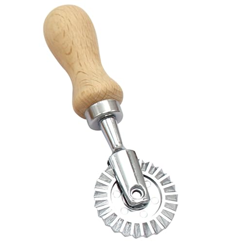 Jorzer Roulette à pâtisserie ergonomique en alliage d'aluminium avec poignée en bois - 13 x 4,1 cm - Outil pour pâtes raviolis et biscuits