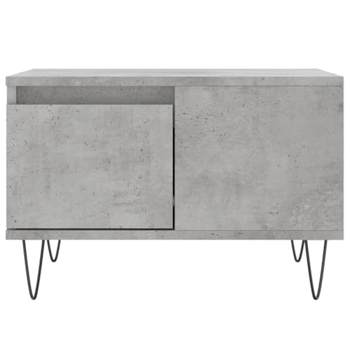 Table basse de salon gris béton avec rangement fermé et piétement en métal noir intérieur - 6