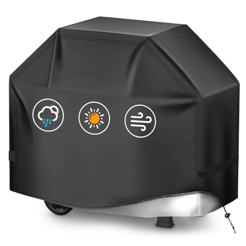 TIAOFY BBQ Gas Grill Cover for Outdoor Anti-UV Rip-Proof 600D Oxford Fade Resistant Material Barbecue Cover with Hook and Loop Straps & Adjustable Hem Drawstring (Black 32x26x43)