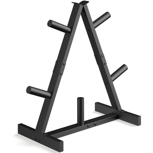 Weight Plate Rack, Weight Tree, Weight Plate Holder, 2-Inch Home Gym Storage Stand, Holds 300 lbs，Black