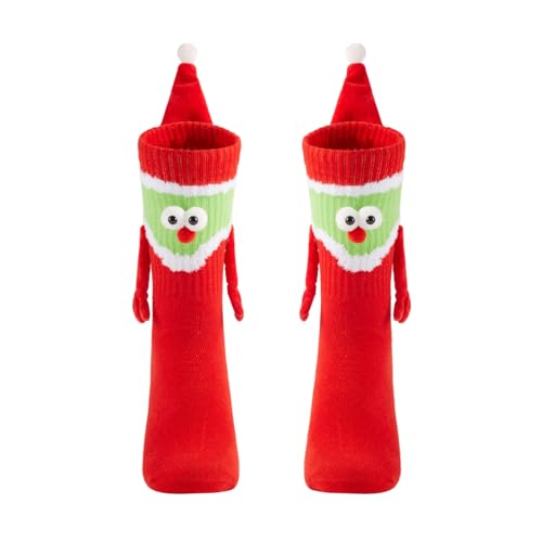 TRURENDI Christmas Hand in Hand Socks Funny Xmas Magnetic Holding Hands Socks Christmas Novelty Socks Parent-child(Child, 3-12 Years)