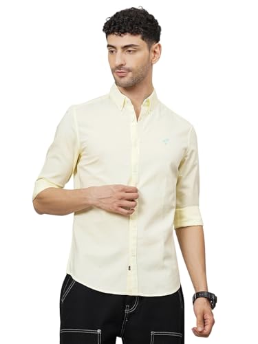 Image of The Indian Garage Co Men Slim Fit Placement Embroidered Full Sleeves Cutaway Collar Casual Shirt
