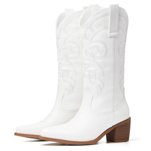 Image of Cowboy Boots for Women, Pointed Toe Chunky Heel | All-day walking comfort design, versatile for daily outfits, country music festivals and western style occasions