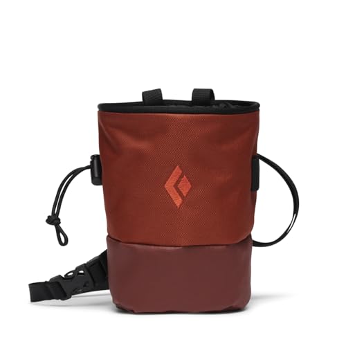 BLACK DIAMOND Mojo Zip Chalk Bag | Zippered Storage Pocket | Fleece-Lined Interior | Adjustable Belt for Rock Climbing & Bouldering | Burnt Sienna