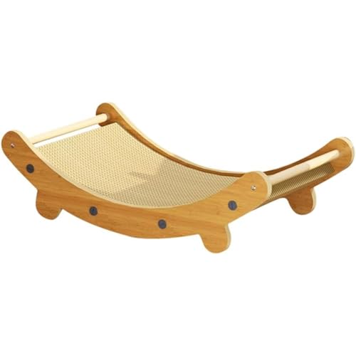 QeMiyg 猫用キャッチボール爪とぎボード 天然サイザル麻 木製スクラッチャー ボールトラック付き インタラクティブ猫おもちゃ 運動不足・ストレス解消 爪研ぎ器 子猫?成猫向け ペット用品 (B)