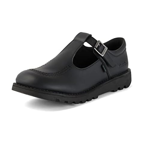 Kickers Girls Black T-Bar School Shoes Cover