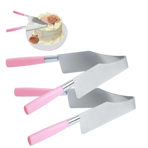 2 - Pack Rose Pink Stainless Steel Cake Slicer and Server Set: Double - Handle Adjustable Cake Knife Ideal for Weddings, Parties & Kitchen Use – Dishwasher - Safe with Non - Slip Design
