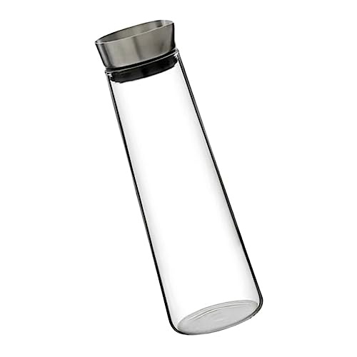 IMIKEYA Brocca D'acqua in Vetro Al Borosilicato 1l Coperchio in Acciaio Resistente Al Calore Per Succhi e Bevande Fredde Uso Domestico e Ufficio