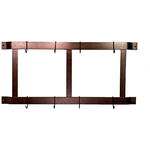 Rogar Ultimate Wall Mounted Pot Rack Vertical/Horizontal in Hammered Copper/Black Cover