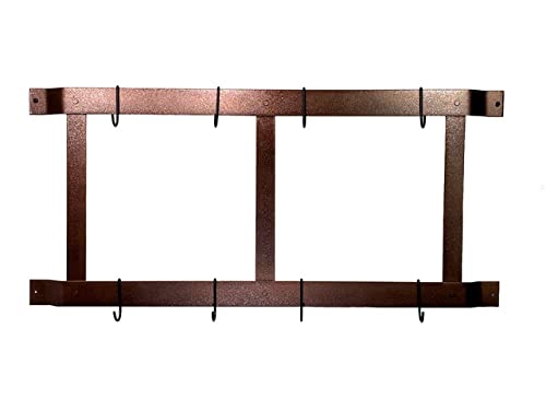 Rogar Ultimate Wall Mounted Pot Rack Vertical/Horizontal in Hammered Copper/Black