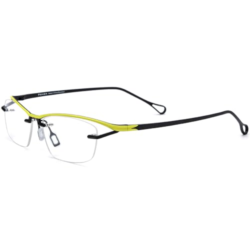 Image of FONEX Pure Titanium Glasses Frame Men Semi Rimless Square Eyeglasses Eyewear DTX416