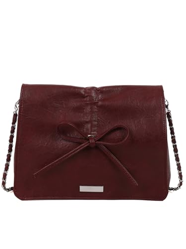 Women's Bowknot Flap Shoulder Handbags Top Handle Square Underarm Bags Elegant Purse