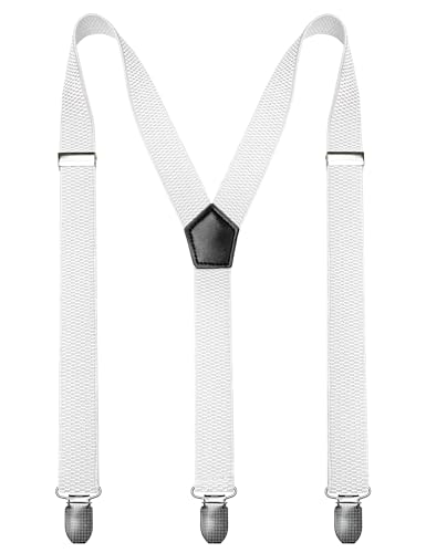 Image of RBOCOTT Mens Solid Color Suspender with 3 Cilps Adjustable Braces