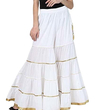 kanna fabric Regular Loose Fit Gota Garara Palazzo for Women-(Free Size)- White-picture-42