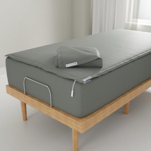 Image of QuickZip Fitted Plus Spare Bundle: 1 Fitted Sheet (Base + Zip Sheet) & 1 Zip Sheet - Easy to Change, Won't Pop Off - Soft Sateen 400 TC 100% Cotton 15 inch Deep Pockets Twin XL Size Sheets - Slate Gray