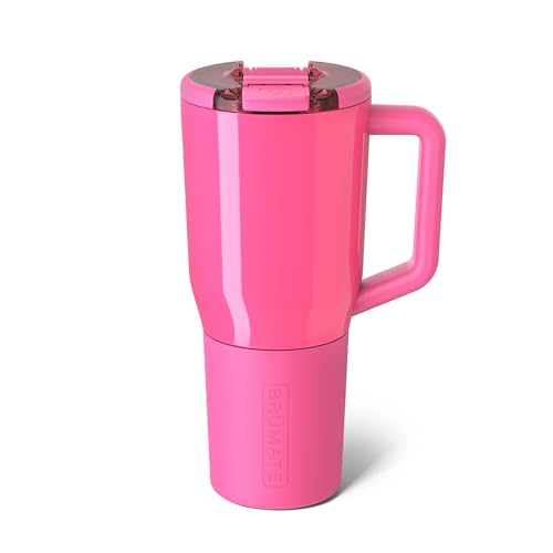 Image of BruMate Muv - 35oz 100% Leak Proof Insulated Coffee Mug with Handle & Lid - Stainless Steel Coffee Travel Mug - Double Walled Coffee Cup (Neon Pink)