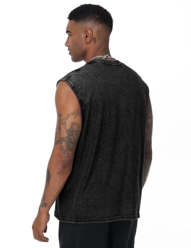 Eisctnd 3 Pack Men's Cotton Sleeveless Muscle Tank Tops Vintage Acid Wash Cutoff Loose Workout Tee Shirts Running3