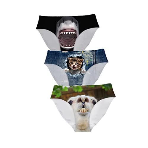 Image of Dellukee Sexy Women Underwear Briefs Breathable Hipster Panty White Alpaca Print