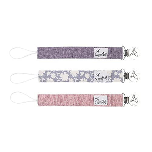 Image of Copper Pearl Pacifier Clip 3-Pack: Premium Knit Binky Clips for Baby Girls and Boys - Stylish Stainless Steel Pacifier Holder Clip - Baby Pacifier Clips for No More Floor Drops - Lacie
