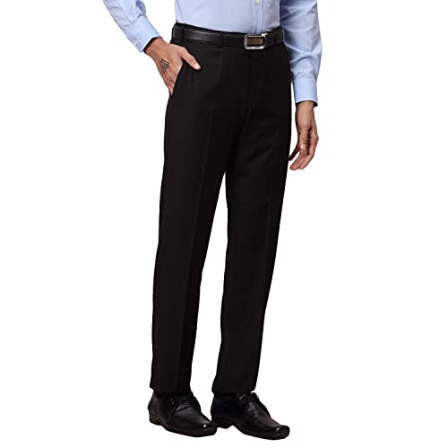 Image of Park Avenue Men's Terry Rayon Blend Solid Pattern Smart Fit Flat Front Formal Trouser
