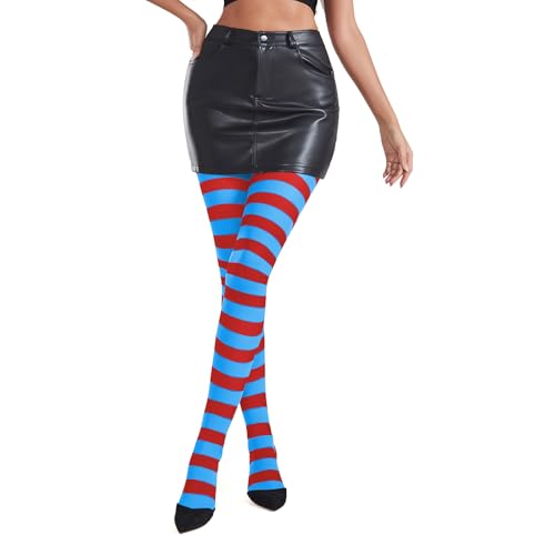Image of American Trends Striped Tights for Women Witch Tights Halloween Costume Stretchy Pantyhose Stockings