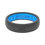 Groove Life Silicone Wedding Ring for Women - Breathable Rubber Rings for Women, Lifetime Coverage, Unique Design, Comfort Fit Womens Ring - Thin Solid Deep Stone Size 9
