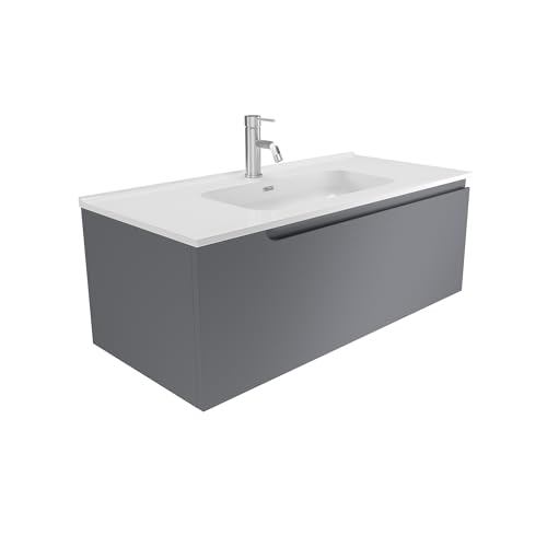 Parama Mobile Bagno Sospeso 60 Cm 1 Cassetto Grigio Opaco Con Lavabo Mod. Ardenne