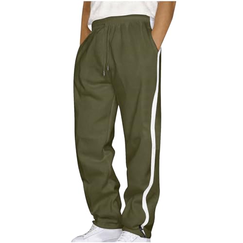 Finelylove Men's Casual Fleece Sweatpants Open Bottom Loose Fit Moisture Wicking Track Pants Striped Athletic Joggers