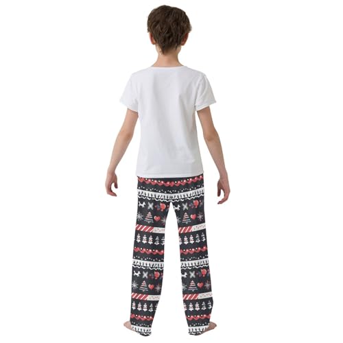 Boys' Pants Christmas Tree Red White Stripe Long Bottoms Jogger Pants Elastic Waist Trousers with Pockets S-XL3