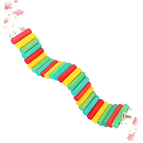 BESPORTBLE 7.5x30cm Pet Wooden Ladder Parrot Hamster Climbing Toy Natural Wood Exercise Toy Rainbow Plank Road Soft Ladder
