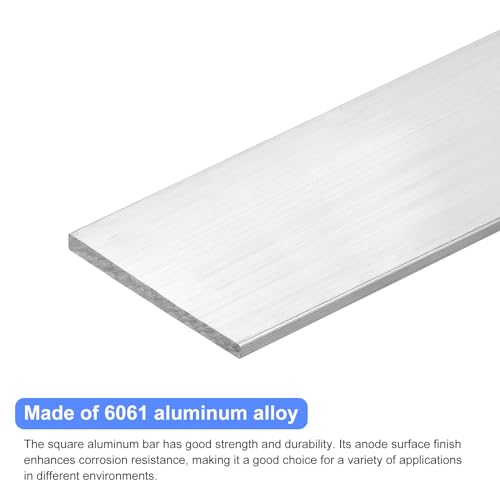 Image of uxcell Square Aluminum Flat Bar, 1 /4 inch Thick 3.1 inch Width 12 inch Length Square Aluminum Bar 6061 Aluminum Flat Plate, 5 x 80 x 305mm T6511 Solid New Mill Stock for Industrial Building