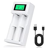Cargador de batería 18650, cargador universal inteligente rápido para baterías recargables Ni-MH Ni-Cd AA AAA Li-ion IMR 10440 14500 16340 RCR123A 26650 3.7v 1.2v (2 ranuras blancas)
