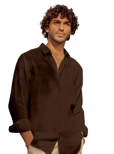 Image of Men's Long Sleeve Linen Shirt, Button Down, Casual Collared, Full Sleeve Shirt