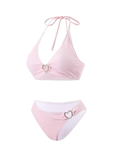 SOLY HUX Women's Cute Bikinis Sets Halter Tie Up Bikini Top High Cut Bottom Summer Bathing Suits Swimwear3