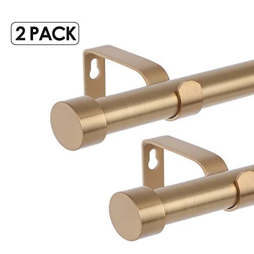 Olv 2 Pack Gold Rods For Window 28-48 Inch, Adjustable Single Window Curtain Rods With End Cap Design Finials,Drapery Rods Of Window Treatment,1 Inch Diameter,Warm Gold #TOP1