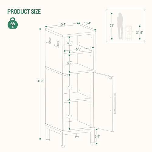 Bathroom-Storage-Cabinet-Corner-Floor-Cabinet-with-Door-Shelves-2Hooks-Small-Narrow-Storage-Organizer-Toilet-Paper-Cabinet-for-Small-Space-White Bathroom Storage Cabinet Corner Floor Cabinet with Door Shelves 2Hooks Small Narrow Storage Organizer Toilet Paper Cabinet for Small Space White