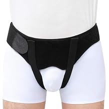 Inguinal Hernia Belts for Men, Left or Right Hernia Support Belt with Removable Compression Pads for Pre or Post-Surgical, BlackLarge