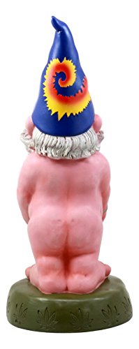 Ebros Free Spirited Smoking Naked Hippie Gnome Statue 13.5" H Carefree Garden Gnome With Free Love Heart Sign Figurine #TOP1