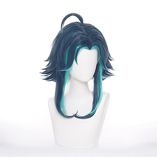 OSIAS Color Layered Xiao Genshin Impact Cosplay Wig for Man and Boys, Xiao Wig, Längd: 22.86 cm, Höjd: 2.54 cm - Image 3