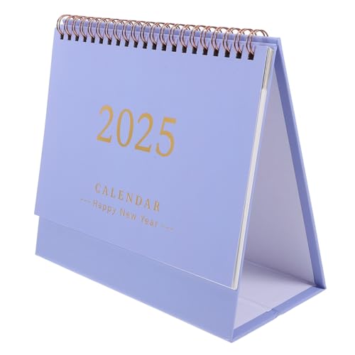 DECHOUS 英文版卓上カレンダー 年淡紫色 スタンディングデスクカレンダー 小型ポータブル月間スケジュール管理用 オフィス 自宅 会議室向け