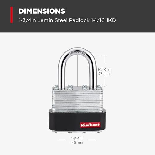 Kwikset Laminated Steel Padlock with Hardened Steel Shackle, 2-Pack, Silver - image 3