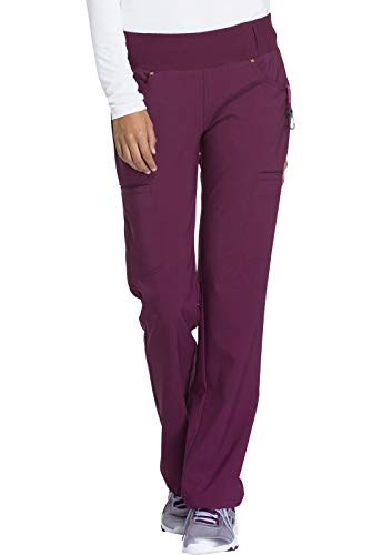 ripcord code red - Cherokee iFlex Women Scrubs Pant Mid Rise Straight Leg Pull-on CK002P, XXS Petite, Wine