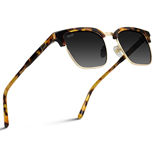 WearMe Pro - Modern Semi-Rimless Rectangular Polarized Trendy Sunglasses for Men and Women