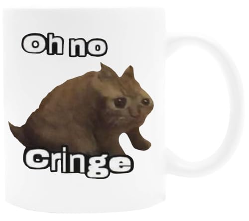 Udaytee Oh No Meme Gatto Imbarazzante Bicchiere Per Bevande In Tazza In Ceramica Bianca