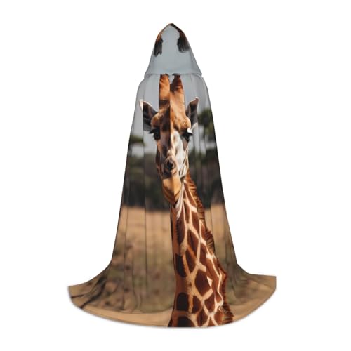 WZYCWB Cute giraffe Printed Large Hooded Cape, Holiday Party Costume, Carnival Party Prop, Sizes S/M/L