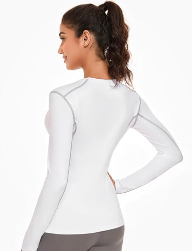 Image of WANAYOU Women's Compression Shirt Dry Fit Long Sleeve Running Athletic T-Shirt Workout Tops
