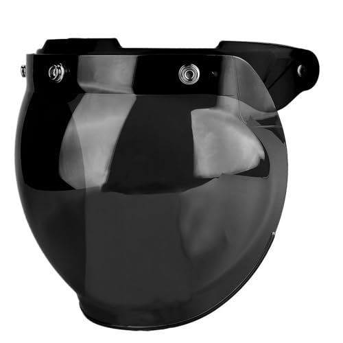 ヘルメット風防 オートバイのヘルメットのフロントガラス3スナップサンバイザーシールド防風ヘルメットレンズカラー 防風反射防止UVカット (黒)